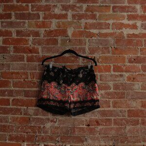 Women's Red & Black Paisley Shorts